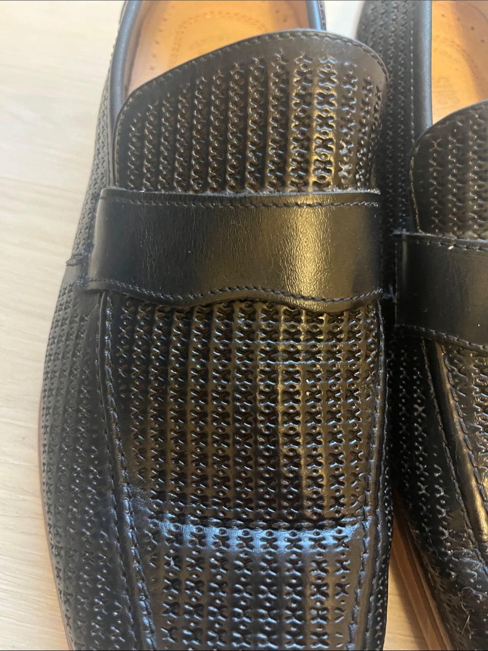 Stacy Adams Black Embossed Leather Loafers Vintage Dad Shoe Y2K 9.5 - Picture 4 of 8